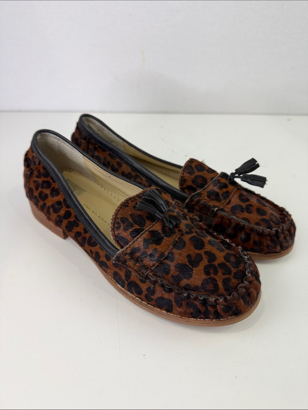 Dolce Vita Leopard Print Tassel Loafers - Brown & Black